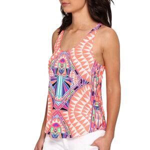 MARA HOFFMAN Women's Neon Cosmic Fountain coral Tank top Size Large NWT